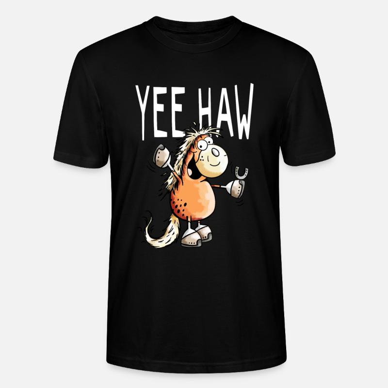 Yee Haw Cheval - Cheveaux - Comique - T-shirt bio CRAFTER Stanley Stella Unisexe - noir