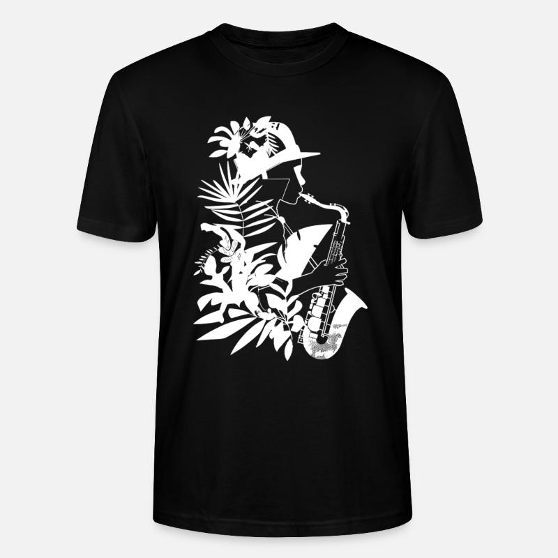 Weiblicher Saxophonist Comic Look - Stanley/Stella Unisex Bio-T-Shirt CRAFTER - Schwarz