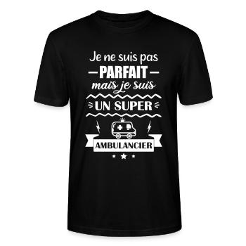 Super Ambulanz Notfall Krankenwagen - Stanley/Stella Unisex Bio-T-Shirt CRAFTER - Schwarz - Vorne - Alina (178cm) & Michal (187cm)