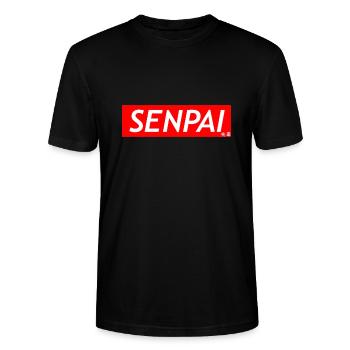Senpai Schriftzug - Stanley/Stella Unisex Bio-T-Shirt CRAFTER - Schwarz - Vorne - Alina (178cm) & Michal (187cm)