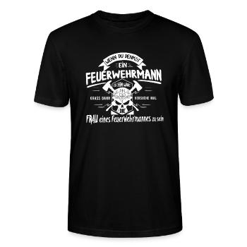 Feuerwehrfrau Tshirt-Krass - Stanley/Stella Unisex Bio-T-Shirt CRAFTER - Schwarz - Vorne - Alina (178cm) & Michal (187cm)