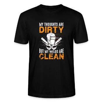 My Thoughts are Dirty but my Welds are Clean - Stanley Stella CRAFTER unisex økologisk-T-shirt - sort - Foran - Alina (178cm) & Michal (187cm)