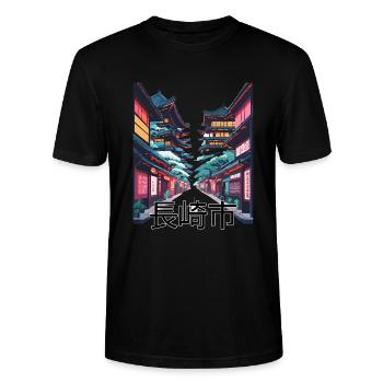 Rue des lanternes de Nagasaki - T-shirt bio CRAFTER Stanley Stella Unisexe - noir - Devant - Alina (178cm) & Michal (187cm)