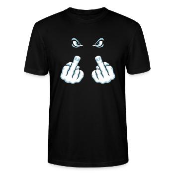 Doigt D'Honneur (Fuck Off / Fuck You) - T-shirt bio CRAFTER Stanley Stella Unisexe - noir - Devant - Alina (178cm) & Michal (187cm)