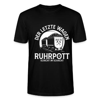 Ruhrpott Bergbau Lore - Der letzte Wagen - Stanley/Stella Unisex Bio-T-Shirt CRAFTER - Schwarz - Vorne - Alina (178cm) & Michal (187cm)