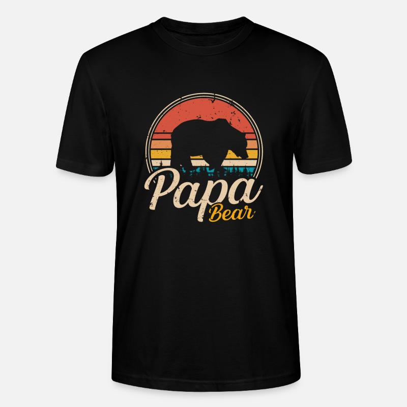 Papa Bear Retro - Stanley/Stella Unisex Bio-T-Shirt CRAFTER - Schwarz