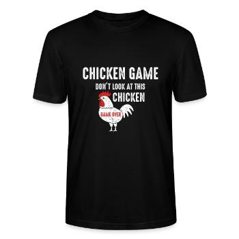chicken game funny joke design frauen bio t shirt - Stanley/Stella Unisex Bio-T-Shirt CRAFTER - Schwarz - Vorne - Alina (178cm) & Michal (187cm)