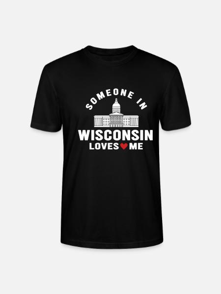 Quelqu’un dans le Wisconsin m’aime - T-shirt bio CRAFTER Stanley Stella Unisexe - noir