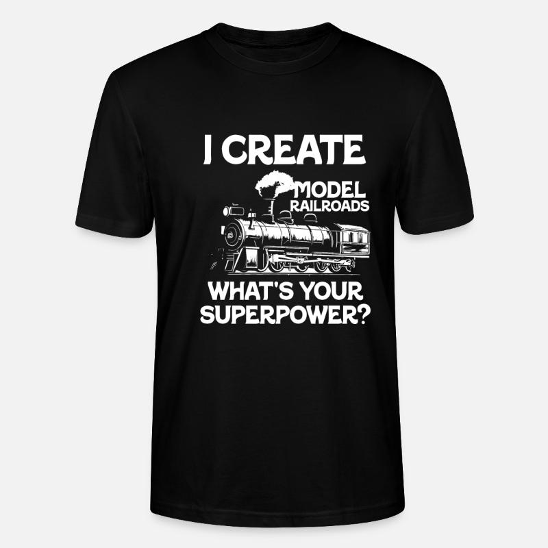 Ich erschaffe Modelleisenbahn-Superkraft - Stanley/Stella Unisex Bio-T-Shirt CRAFTER - Schwarz