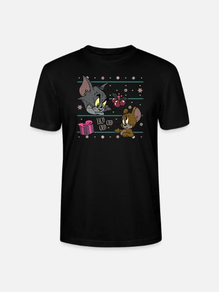 Tom und Jerry Ugly X-Mas Ho! Oh! Oh! - Stanley/Stella CRAFTER Unisex Organic T-Shirt - black