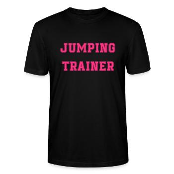 jumping trampoline girl jumping jump gift - Stanley/Stella CRAFTER Unisex Organic T-Shirt - black - Front - Alina (178cm) & Michal (187cm)
