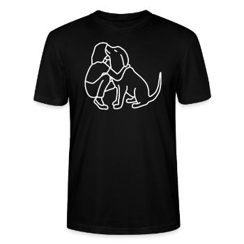 Frau Hund Umarmen - Stanley/Stella Unisex Bio-T-Shirt CRAFTER - Schwarz - Vorne - Alina (178cm) & Michal (187cm)
