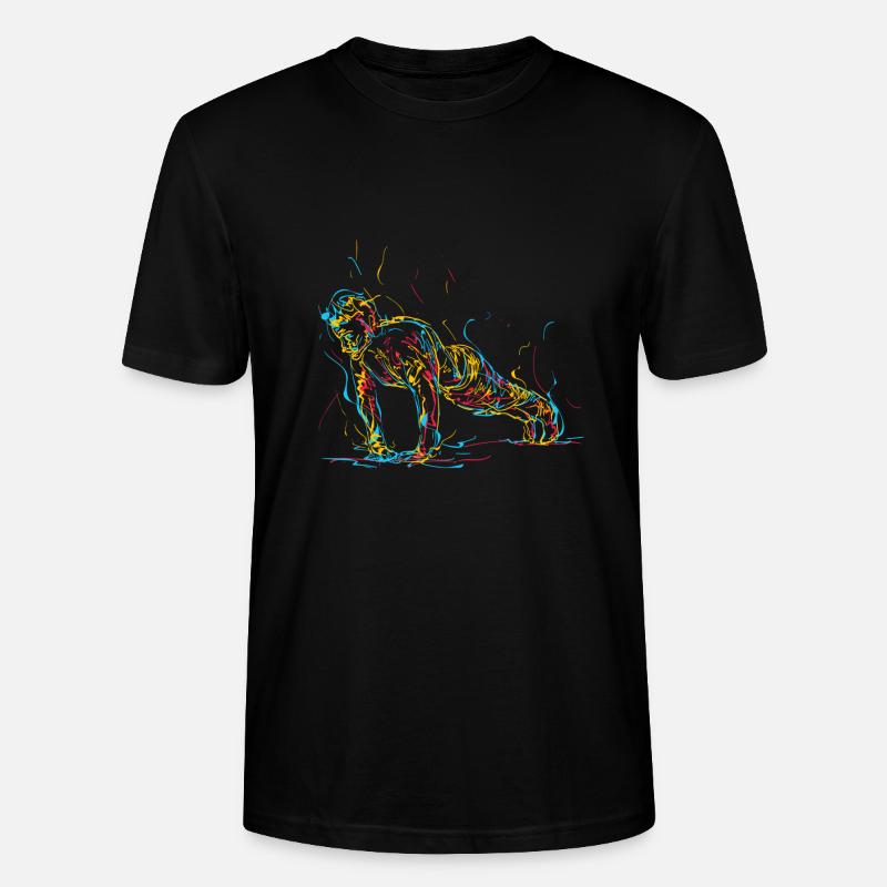 Abstract man doing push up - T-shirt bio CRAFTER Stanley Stella Unisexe - noir