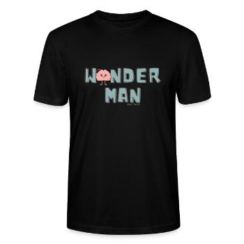Wonder Man Brain Cartoon - Stanley/Stella CRAFTER Unisex Organic T-Shirt - black - Front - Alina (178cm) & Michal (187cm)