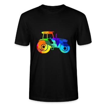 Tractor Rainbow Polygon Agriculture Vehicle - Stanley/Stella CRAFTER Unisex Organic T-Shirt - black - Front - Alina (178cm) & Michal (187cm)