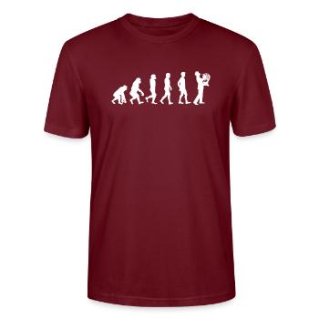 Horn Player T-Shirt Gift Evolution - Stanley/Stella CRAFTER Unisex Organic T-Shirt - burgundy - Front - Alina (178cm) & Michal (187cm)