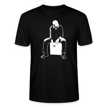 Cajón Spieler Kachon Geschenk Karon T-Shirt - Stanley/Stella Unisex Bio-T-Shirt CRAFTER - Schwarz - Vorne - Alina (178cm) & Michal (187cm)