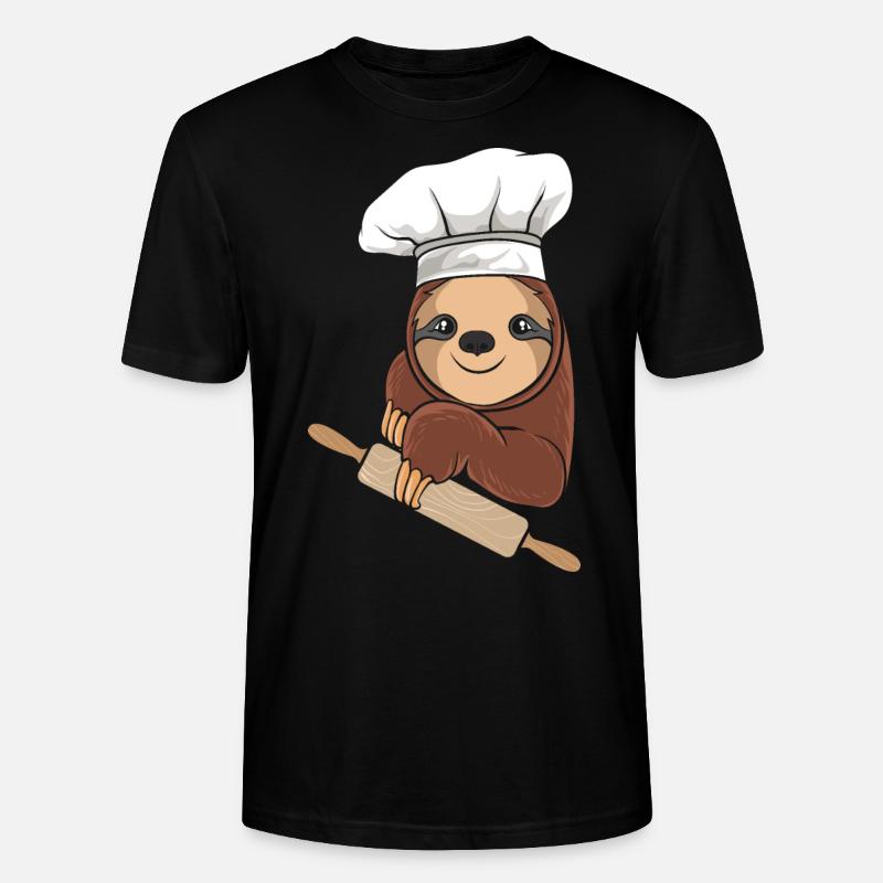 Faultier Bäcker - Backen - Stanley/Stella Unisex Bio-T-Shirt CRAFTER - Schwarz