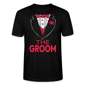 Wedding Engagement Getting Married JGA The Groom - Stanley/Stella CRAFTER Unisex Organic T-Shirt - black - Front - Alina (178cm) & Michal (187cm)