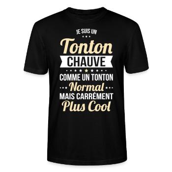 Tonton chauve comme un tonton normal plus cool - T-shirt bio CRAFTER Stanley Stella Unisexe - noir - Devant - Alina (178cm) & Michal (187cm)