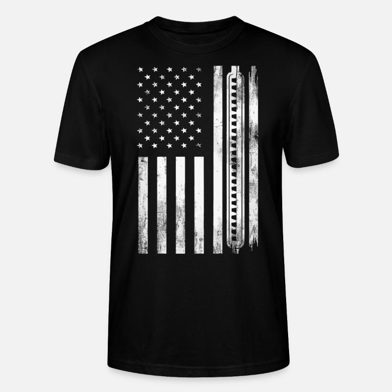 Harmonica Playing Gift - Stanley/Stella CRAFTER Unisex Organic T-Shirt - black