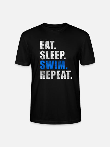 EAT SLEEP SWIM REPEAT Swimming Lifeguard Float - Stanley/Stella CRAFTER Unisex Organic T-Shirt - black