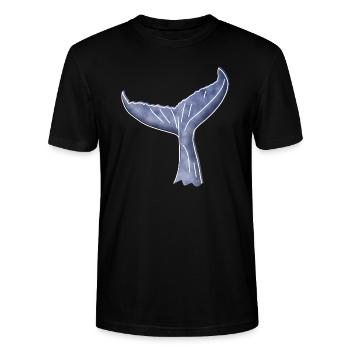 "Walflosse", Boho Line Art Design, Serie "Ocean" - Stanley/Stella Unisex Bio-T-Shirt CRAFTER - Schwarz - Vorne - Alina (178cm) & Michal (187cm)