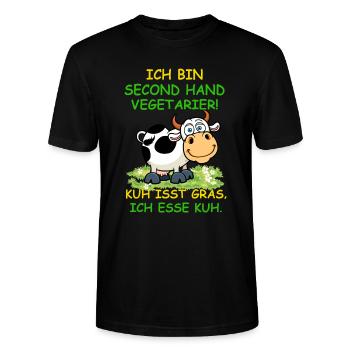 Ich bin Second Hand Vegetarier - Stanley/Stella Unisex Bio-T-Shirt CRAFTER - Schwarz - Vorne - Alina (178cm) & Michal (187cm)