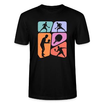 Tischtennisspieler Jungen Tischtennis Kinder - Stanley/Stella Unisex Bio-T-Shirt CRAFTER - Schwarz - Vorne - Alina (178cm) & Michal (187cm)