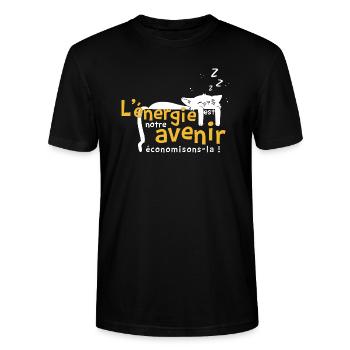 Design L’Énergie est Notre Avenir – Message Écolo - T-shirt bio CRAFTER Stanley Stella Unisexe - noir - Devant - Alina (178cm) & Michal (187cm)