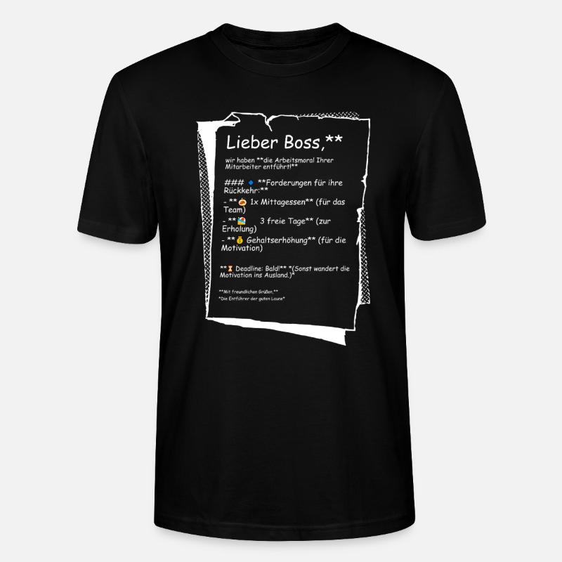 Die Arbeitsmoral - Stanley/Stella Unisex Bio-T-Shirt CRAFTER - Schwarz