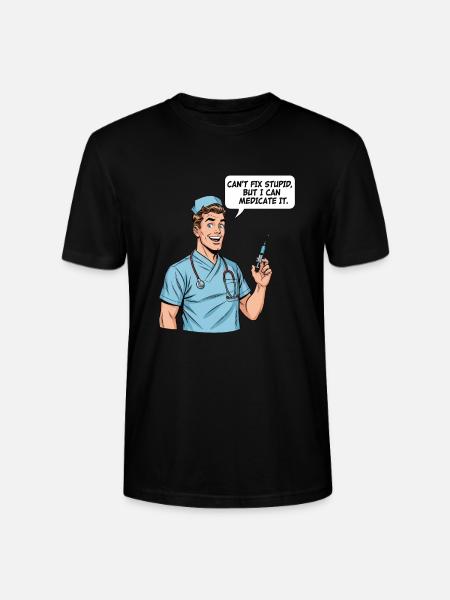 Rolig sjuksköterska ordspråk - dumhet medicin - Ekologisk T-shirt CRAFTER unisex från Stanley/Stella - svart