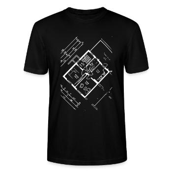 Schaltplan-Gitarrenraum - Stanley/Stella Unisex Bio-T-Shirt CRAFTER - Schwarz - Vorne - Alina (178cm) & Michal (187cm)