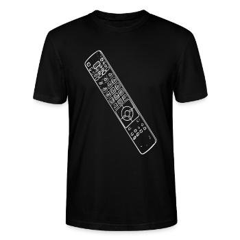 Retro Fernbedienung Silhouette - Stanley/Stella Unisex Bio-T-Shirt CRAFTER - Schwarz - Vorne - Alina (178cm) & Michal (187cm)