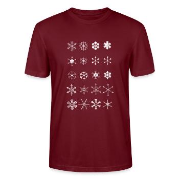 snowflakes - Stanley/Stella CRAFTER Unisex Organic T-Shirt - burgundy - Front - Alina (178cm) & Michal (187cm)