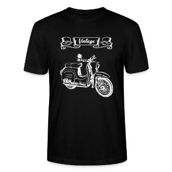 Simson Schwalbe Vintage Design - T-shirt bio CRAFTER Stanley Stella Unisexe - noir - Devant - Alina (178cm) & Michal (187cm)