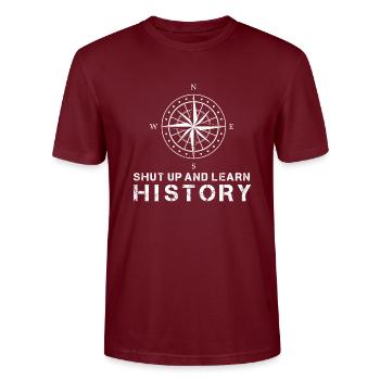 Learning story - Stanley/Stella CRAFTER Unisex Organic T-Shirt - burgundy - Front - Alina (178cm) & Michal (187cm)