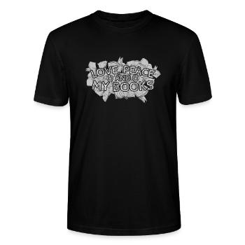 Books hippie - Stanley/Stella CRAFTER Unisex Organic T-Shirt - black - Front - Alina (178cm) & Michal (187cm)