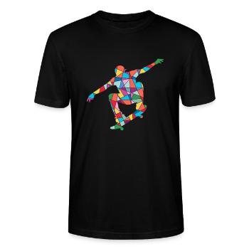 Patinage Skateur Skateur Trick Enfants Planche à roulettes - T-shirt bio CRAFTER Stanley Stella Unisexe - noir - Devant - Alina (178cm) & Michal (187cm)