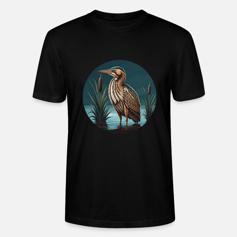 Bittern Botaurus Stellaris Heron - Stanley/Stella CRAFTER Unisex Organic T-Shirt - black