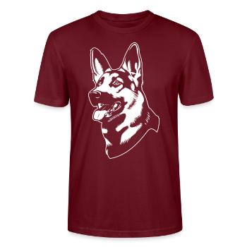 German Shepherd - Dog - Stanley/Stella CRAFTER Unisex Organic T-Shirt - burgundy - Front - Alina (178cm) & Michal (187cm)