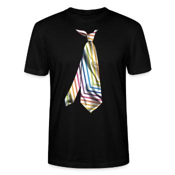 colorful necktie bunte Krawatte colored tie - Stanley/Stella CRAFTER Unisex Organic T-Shirt - black - Front - Alina (178cm) & Michal (187cm)