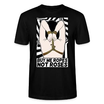 ART POP-ART ÉROTIQUE SEXY SHIBARI BONDAGE GIRL - T-shirt bio CRAFTER Stanley Stella Unisexe - noir - Devant - Alina (178cm) & Michal (187cm)