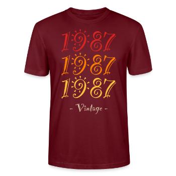 Jahrgang 1987 - Stanley/Stella Unisex Bio-T-Shirt CRAFTER - Burgunderrot - Vorne - Alina (178cm) & Michal (187cm)
