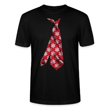 Krawatte t-shirt colorful christmas necktie - Stanley/Stella CRAFTER Unisex Organic T-Shirt - black - Front - Alina (178cm) & Michal (187cm)
