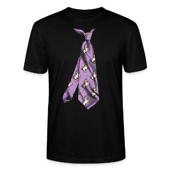 necktie t-shirt Unicorn pattern design gift idea - Stanley/Stella CRAFTER Unisex Organic T-Shirt - black - Front - Alina (178cm) & Michal (187cm)