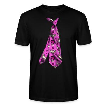 tie krawatte necktie stropdas corbata cravate - Stanley/Stella CRAFTER Unisex Organic T-Shirt - black - Front - Alina (178cm) & Michal (187cm)