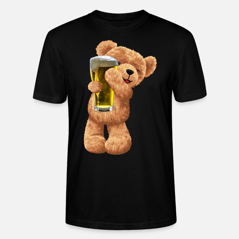 Teddybär Bär mit Bier - Stanley/Stella Unisex Bio-T-Shirt CRAFTER - Schwarz