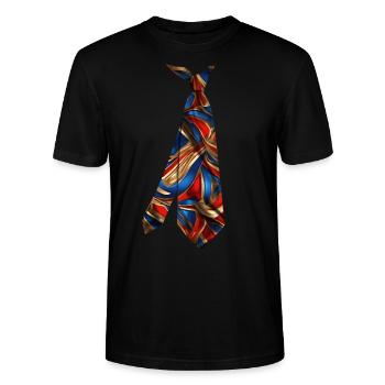 Bunt bedruckte Krawatte T-Shirt Design Tapete - Stanley/Stella Unisex Bio-T-Shirt CRAFTER - Schwarz - Vorne - Alina (178cm) & Michal (187cm)