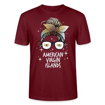 American Virgin Islands - Stanley/Stella CRAFTER Unisex Organic T-Shirt - burgundy - Front - Alina (178cm) & Michal (187cm)